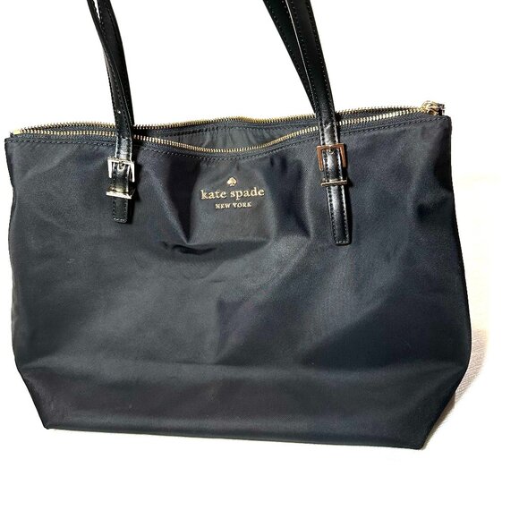 Kate Spade New York Handbags - Kate Spade New York Black Medium Nylon Tote With Adjustable Leather Straps